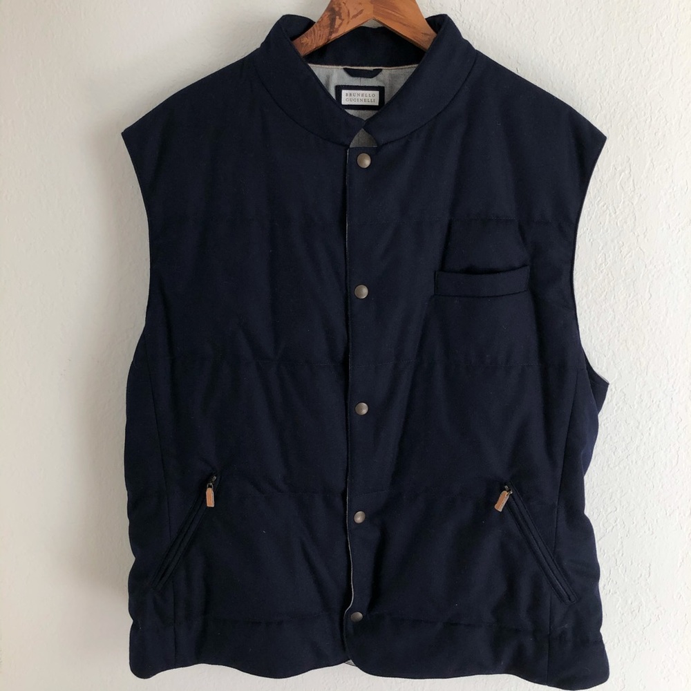brunello cucinelli blue wool/cashmere vest